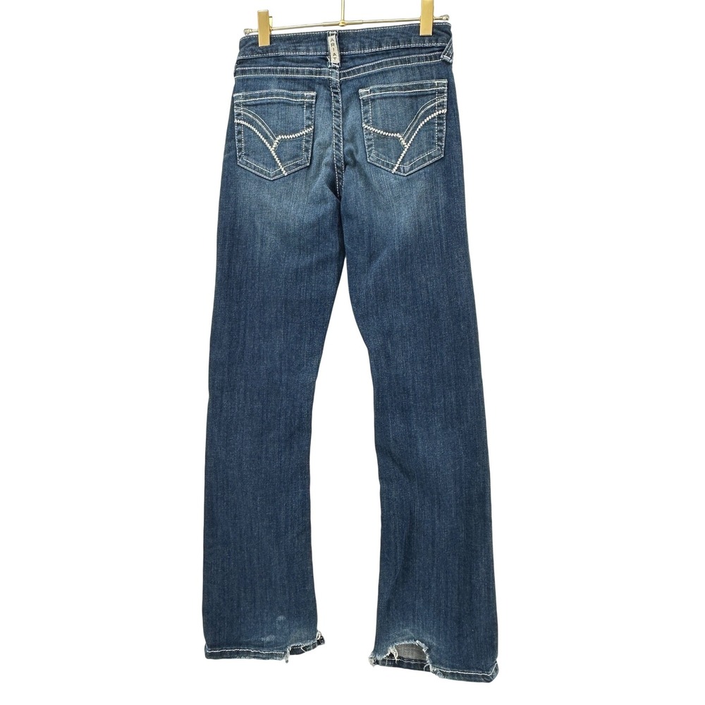 Ariat REAL Bootcut Jeans Kids Size 14 Blue Dark Wash Contrast Stitching - Picture 3 of 16